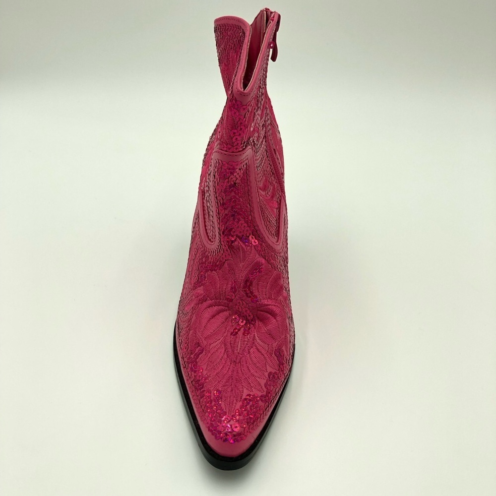 Helen’s Heart Fuschia Short Bling & Embroidered Boots Size 10 - Picture 10 of 16